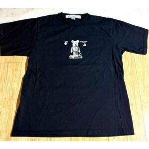 Off-White Men Black Oversize T-Shirt Bearbrick Kaws Rare Short‎ Sleeve Size XL